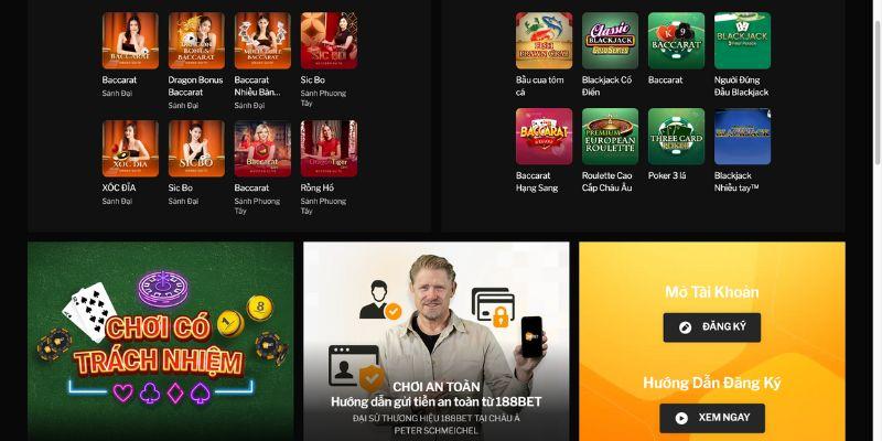 Các dịch vụ nổi bật của 188bet