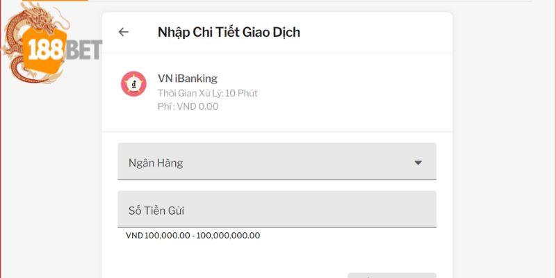 Quy trình nạp tiền tại 188bet